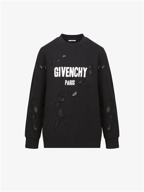 givenchy paris sweater blue|Givenchy Paris sweatshirt destroyed.